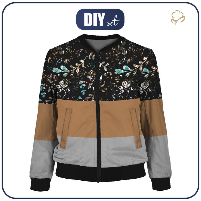DAMEN BOMBERJACKE (KAMA) - FOLK FLORAL / BLÖCKE - Nähset S