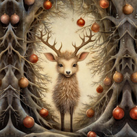 VINTAGE CHRISTMAS REINDEER VZ. 1 - panel (60cm x 50cm)