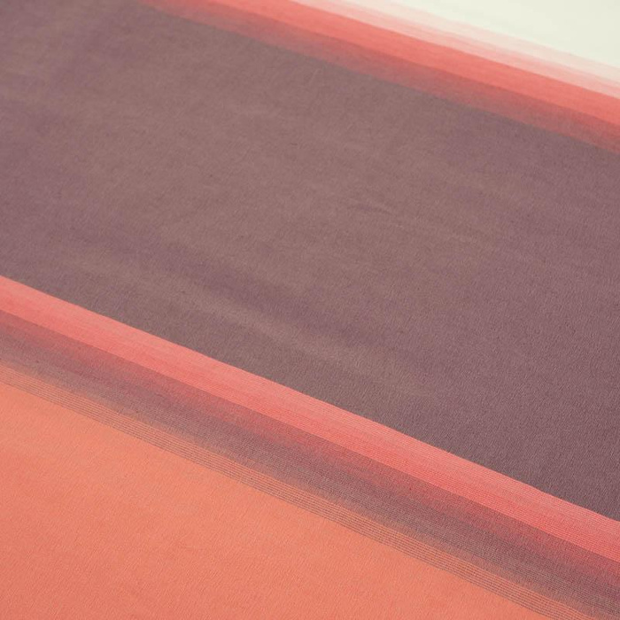 WHITE- SALMON PINKI STRIPES - Panel / Thin elastic cotton woven fabric