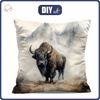 PODUSZKA 45X45 - WATERCOLOR BISON - panel przód + tył