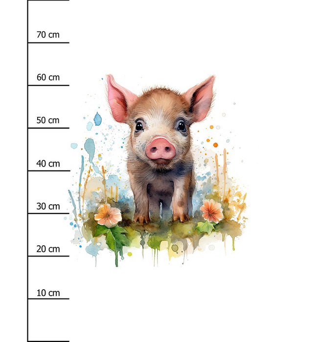 WATERCOLOR PIGGY - Paneel (75cm x 80cm) bavlněná tkanina