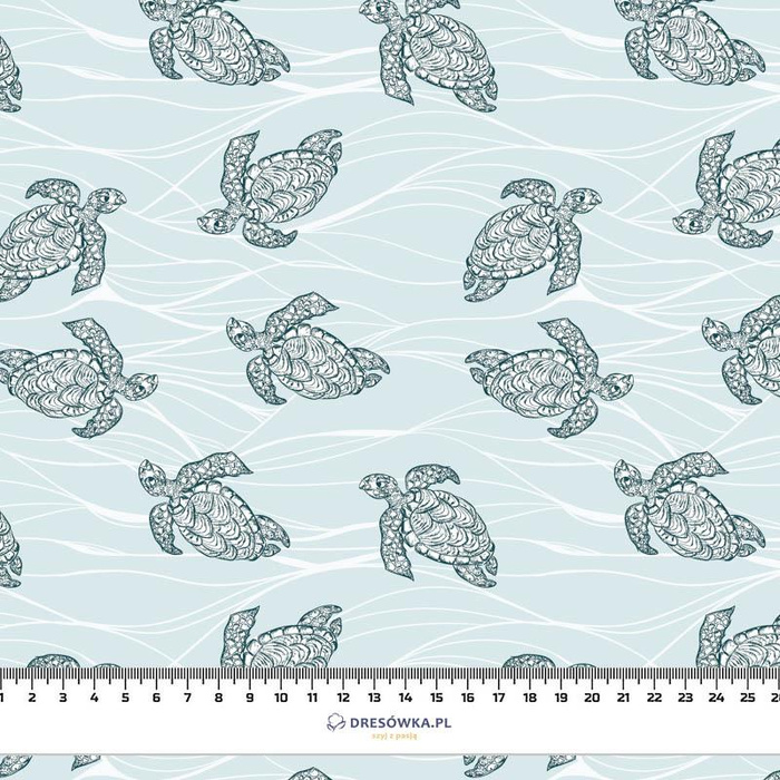 TURTLES / seaweed (BLUE PLANET) - Waterproof woven fabric