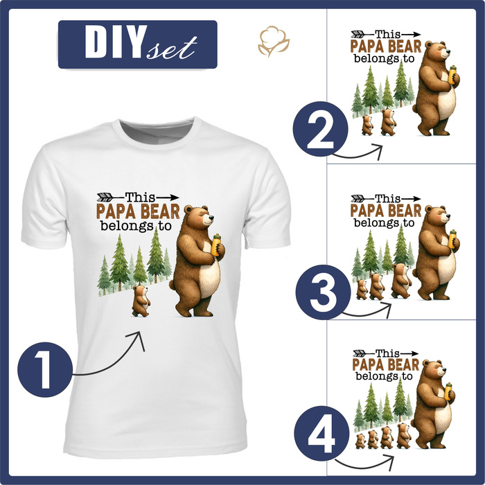 HERREN T-SHIRT MIT EIGENEN AUFDRUCK - THIS PAPA BEAR BELONGS TO...  - Nähset