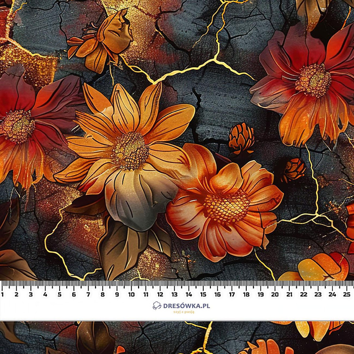 DENIM FLOWERS wz.2- single jersey s elastanem ITY