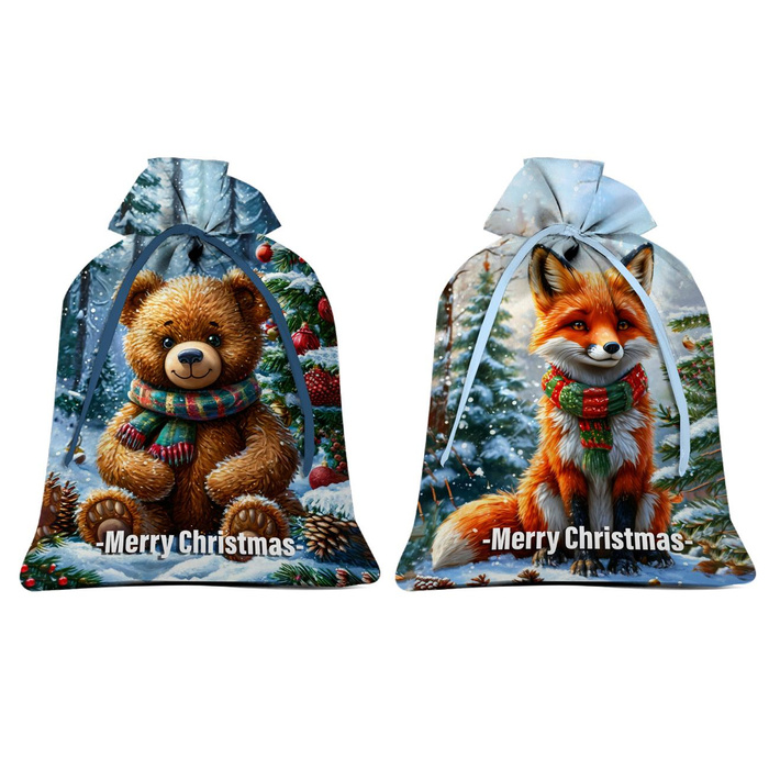 Gift pouches - CHRISTMAS ANIMALS 3 - sewing set - SMALL