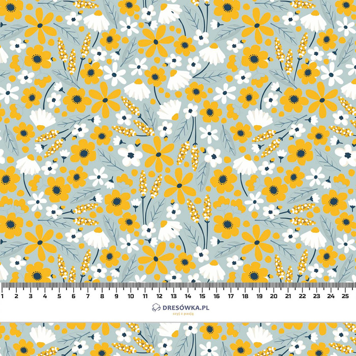SMALL FLOWERS pat. 2 / light grey - softshell
