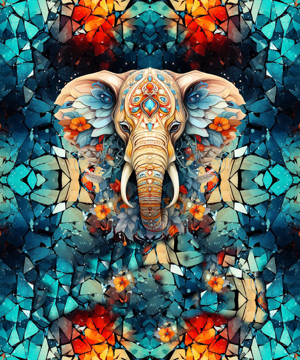 ANIMALS CRACKED wz.3 (elephant) - panel (60cm x 50cm)   Baumwoll Webware