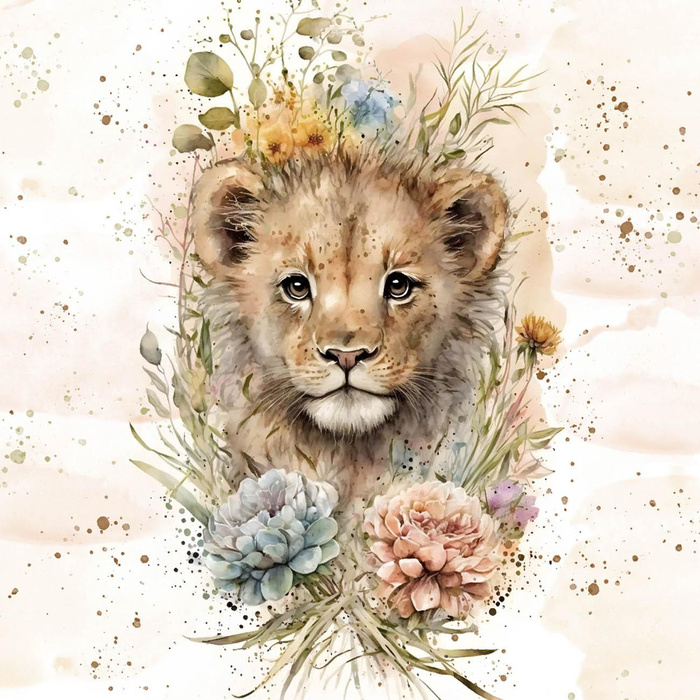 BABY LION - Panel (75cm x 80cm) Hydrofobní česaná teplákovina