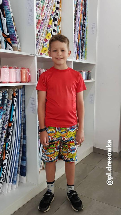 KID`S SHORTS (RIO) - MARINE pat. 4 - looped knit fabric (110/116)