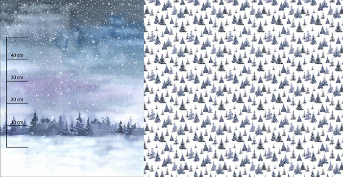 WINTER LANDSCAPE PAT. 2 / CHRISTMAS TREES (PAINTED FOREST) - PANORAMIC PANEL (80cm x 155cm)