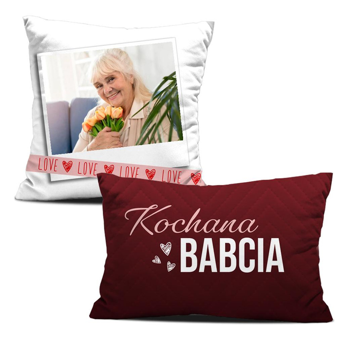 OZDOBNÉ POLŠTÁŘE - KOCHANA BABCIA - S VLASTNÍM POTISKEM - Sada šití