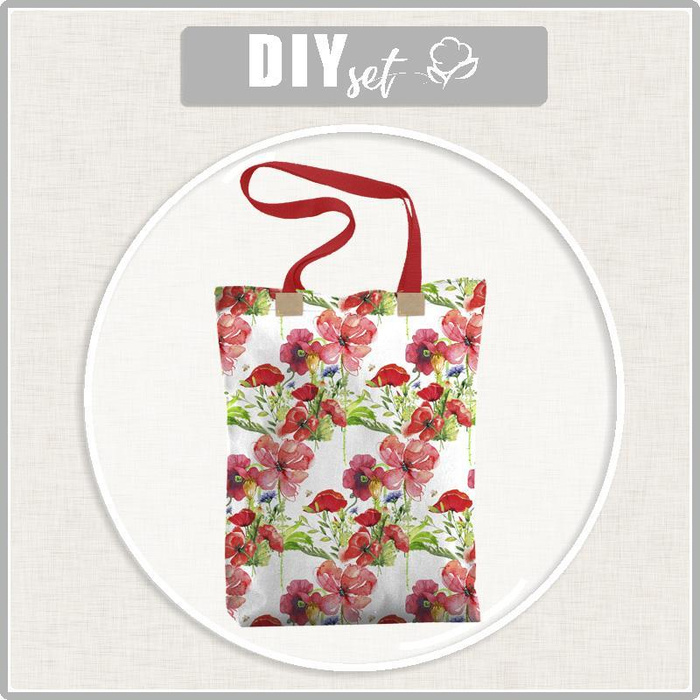 SHOPPER BAG - POPPIES PAT. 2 (IN THE MEADOW) - Panama 220g - sewing set