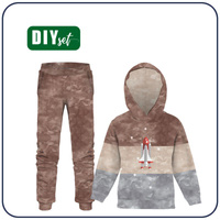 Children's tracksuit (OSLO) - SPACESHIP (SPACE EXPEDITION) / STRIPES - looped knit fabric