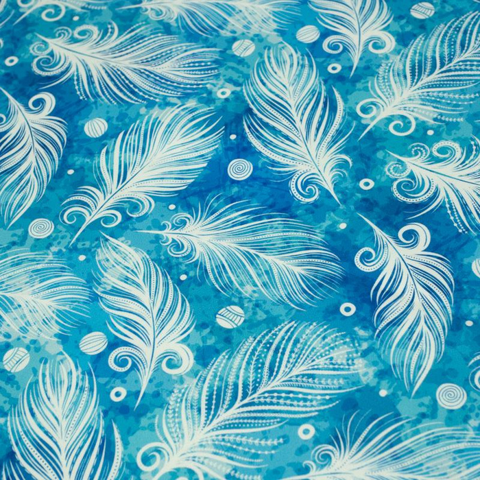 100CM WEIß FEDERN / blau - Lycra 300g