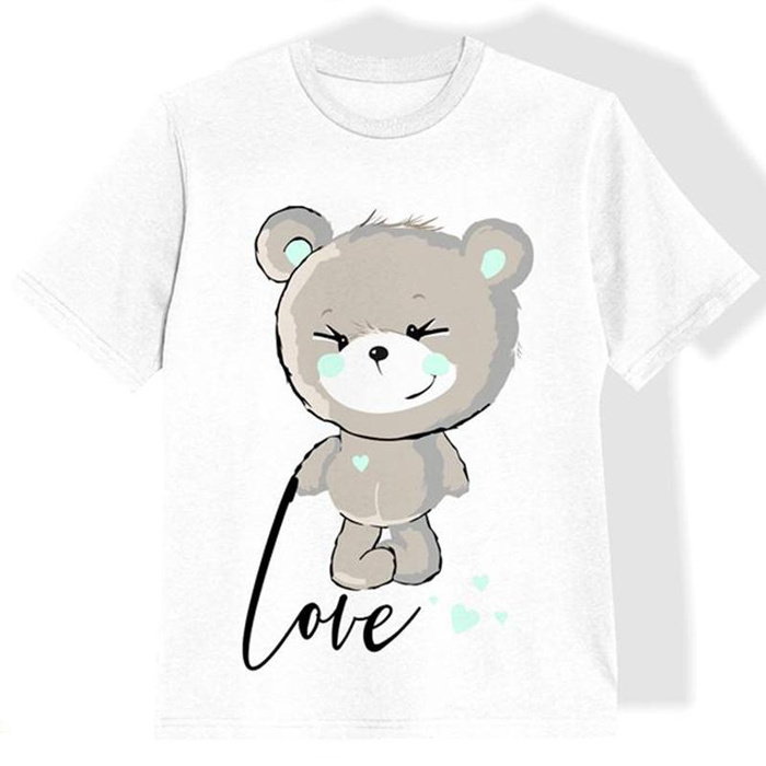 KINDER T-SHIRT - BÄR (minze) / love - Single Jersey (116/122)
