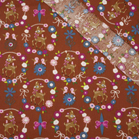 ROE DEER (wreaths) / brick - POPLIN 100% cotton