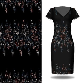 BLÄTTER M. 3 / SCHWARZ - Kleid-Panel