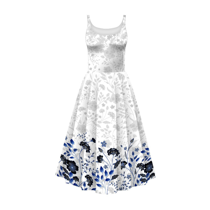 KLEID "ISABELLE" - BLUMEN (M. 5 navy) / weiß - Nähset L