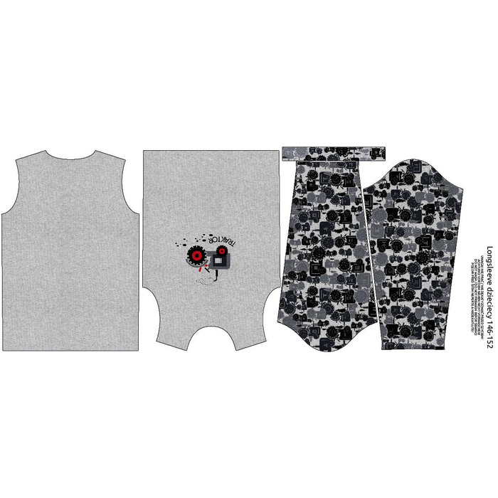 LONGSLEEVE - TRAKTOR GRAU / melange hellgrau - Single Jersey (110/116)