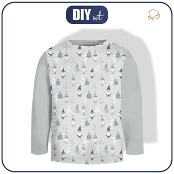 Longsleeve - KRASNOLUDKI W LESIE (LEŚNE KRASNALE) / SZARY - single jersey (98/104)