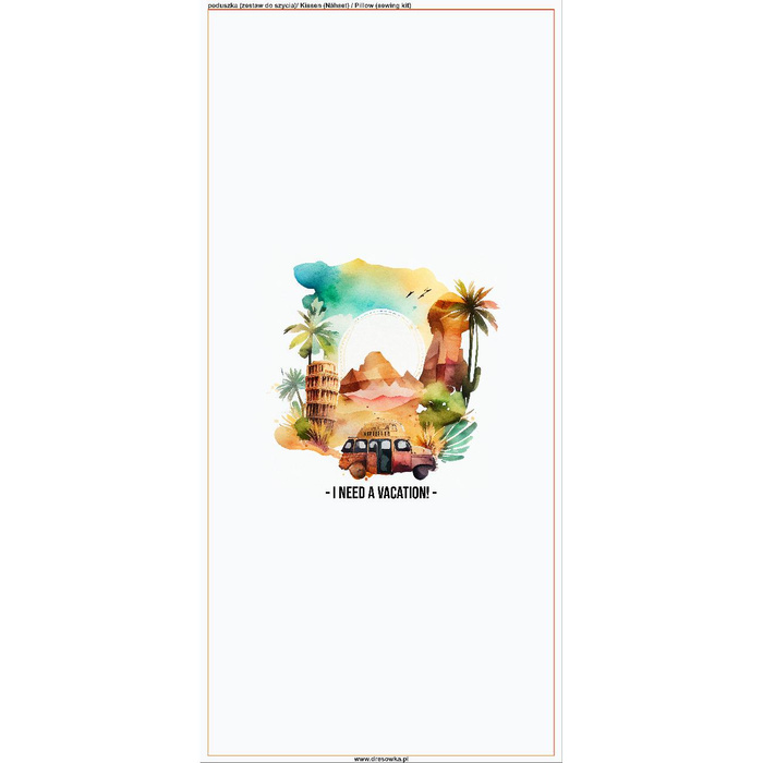 POLŠTÁŘ 45x45 - I NEED A VACATION - Sada šití