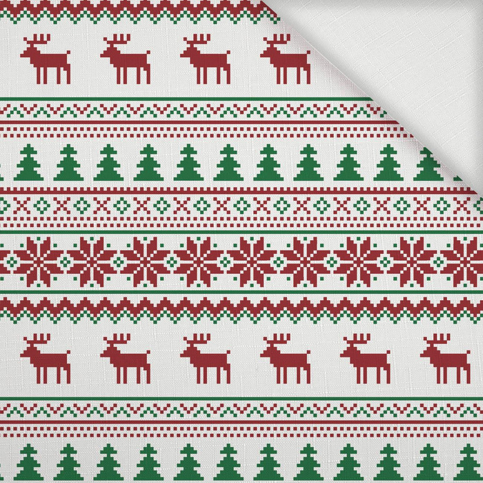 REINDEERS PAT. 2 / maroon - green - Woven Fabric for tablecloths
