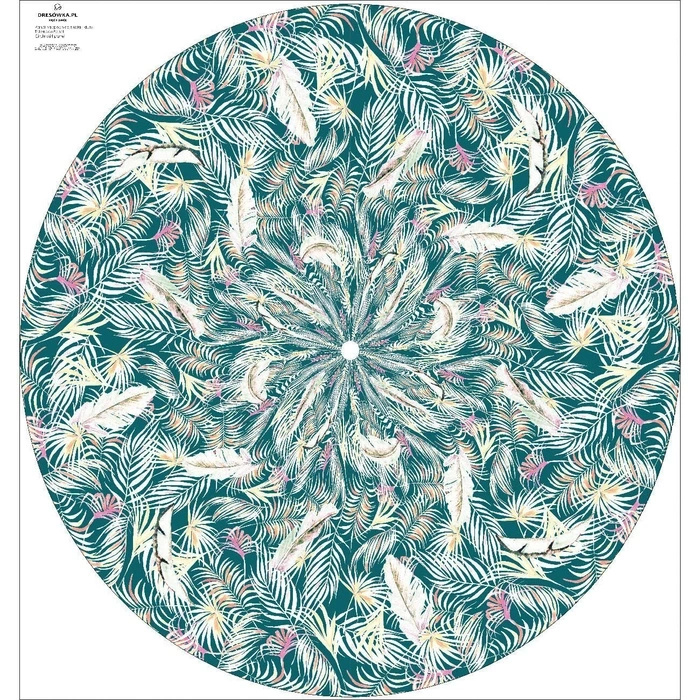 Big circle skirt panel - CREPE - LEAVES AND FEATHERS