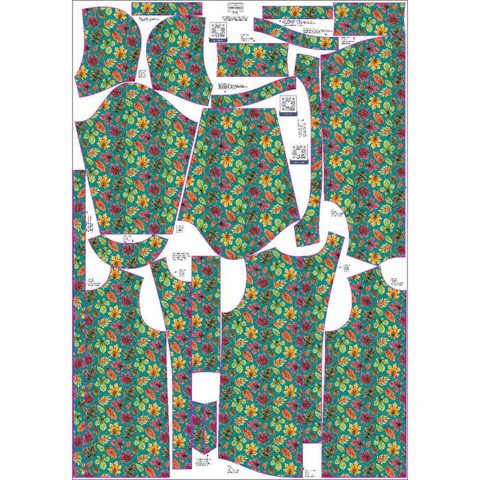 WOMEN'S PARKA (ANNA) - COLORFUL LEAVES MIX / emerald (GLITTER AUTUMN) - softshell M