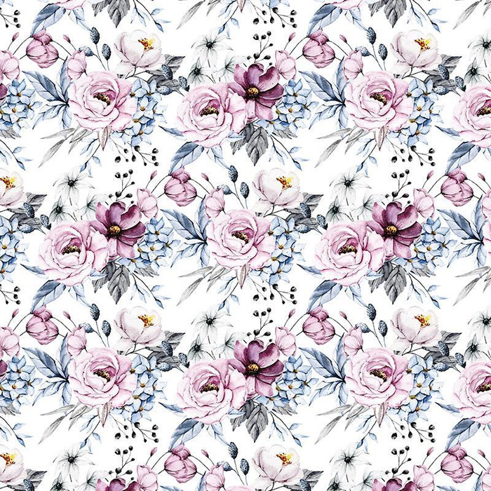 WATERCOLOR BOUQUET Pat. 4 - Cotton muslin