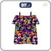 Bardot neckline blouse (SARA) - BUTTERFLIES / colorful - sewing set - 146-152