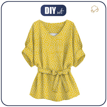 KIMONO BLOUSE - COLORFUL FLOWERS / yellow - sewing set