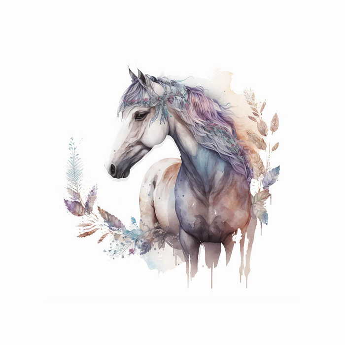 WATERCOLOR HORSE - PANEL (60cm x 50cm) tkanina bawełniana