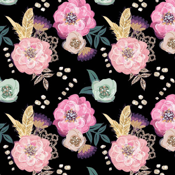 FLOWERS AND GOLDEN FEATHERS pat. 2 - Waterproof woven fabric