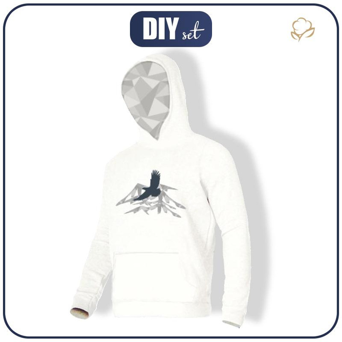 HERREN HOODIE - ADLER (ADVENTURE) / weiß - Nähset XL