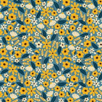 BLÜMCHEN M. 2 / blau - Nylonstoff PUMI