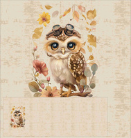 OWL STEAMPUNK FOREST M. 2 - panoramisches Paneel (60cm x 135cm) Baumwoll Musselin