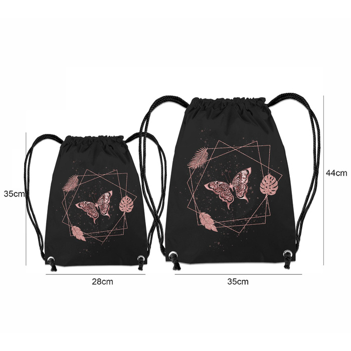 GYM BAG - BUTTERFLY / rhombuses (GLITTER BUTTERFLIES) - small