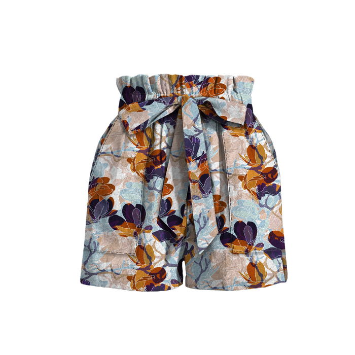 PAPERBAG SHORTS - MAGNOLIAS pat. 2 (colorful) - sewing set M
