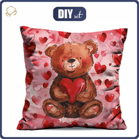 PODUSZKA 45X45 - VALENTINE'S DAY / BEAR 2 - tkanina bawełniana - zestaw do uszycia