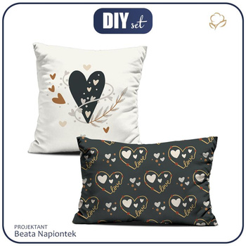 PODUSZKI DEKORACYJNE - GRAFITOWE SERCA