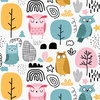 PAINTED OWLS - Waterproof woven fabric