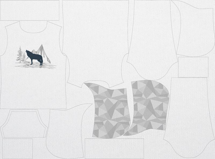 MEN’S HOODIE - WOLF (ADVENTURE) / white - sewing set XXL