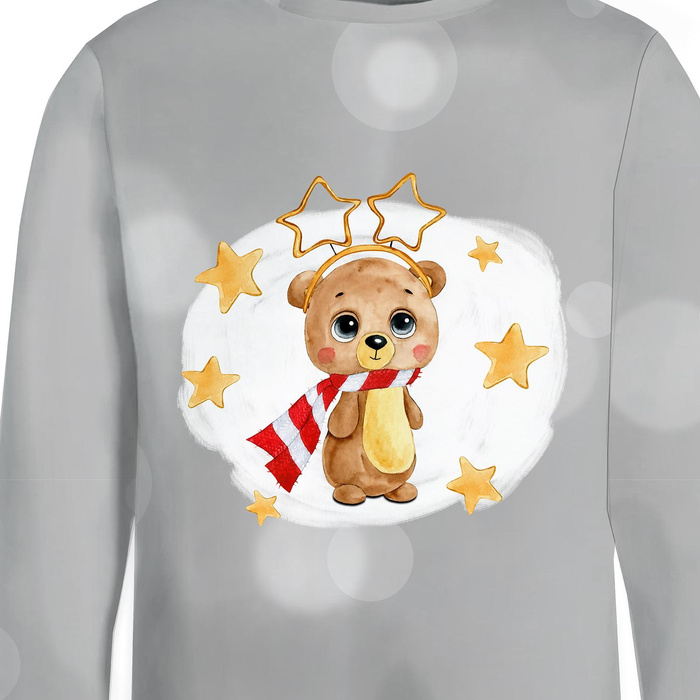 Longsleeve (86/92) - ZIMOWY MIŚ LEO - single jersey 