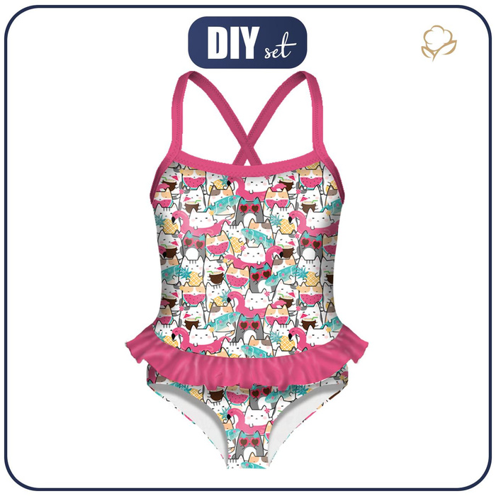 Girl's swimsuit - SUMMER CATS PAT. 1 - sewing set 146-152