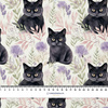 100CM PASTEL BLACK CAT - teplákovina počesaná s elastanem ITY