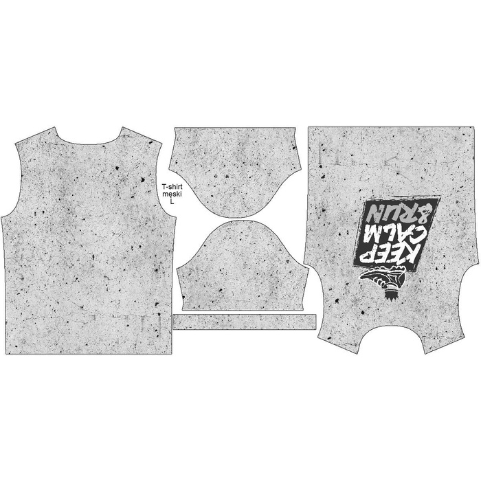 T-SHIRT MĘSKI - KEEP CALM & RUN / beton - single jersey M