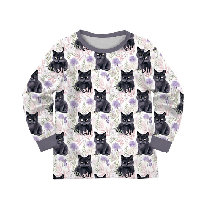 CHILDREN'S PAJAMAS " MIKI" - PASTEL BLACK CAT - sewing set (146/152)