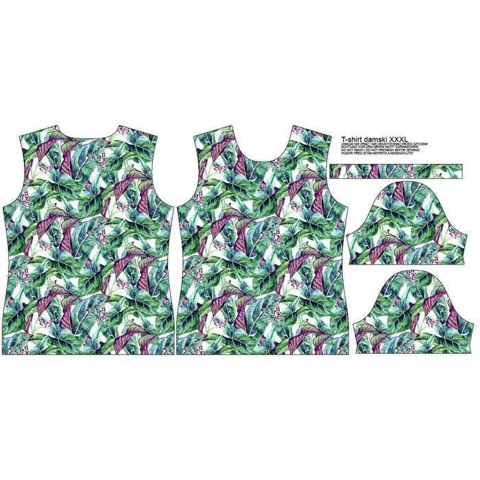 DAMEN T-SHIRT - MINI BLÄTTER UND INSEKTEN MS.1 (TROPISCHE NATUR) / weiß - Single Jersey XXXL