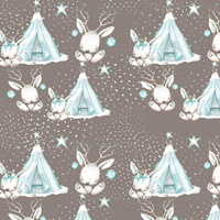 TIERE IN TIPI / dunkelbeige (MAGISCHER WEIHNACHTSWALD) - Wasserabweisende Webware