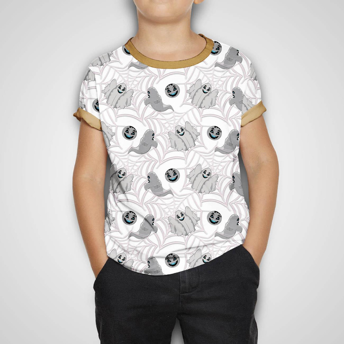 SPOOKY GHOSTS / WHITE (SCARY HALLOWEEN) - Waterproof woven fabric